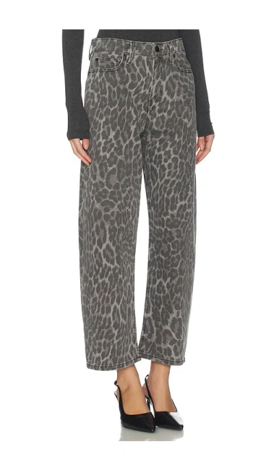 Good American Good Icon Leopard Straight-leg Jeans In Gray