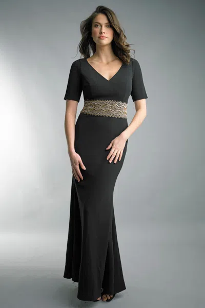 Basix Black Label Short Sleeve Beaded Dress In Black