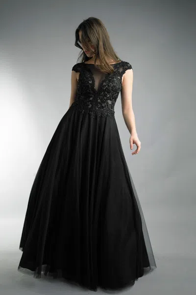 Basix Black Label Sleeveless Evening Gown In Black