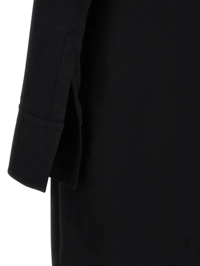 Dries Van Noten Delsey Dress Draped Neckline Long Sleeves In Black