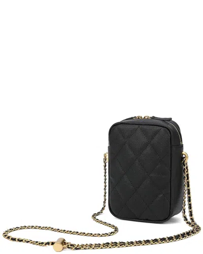 Tiffany & Fred Paris Quilted Caviar Leather Crossbody In Black