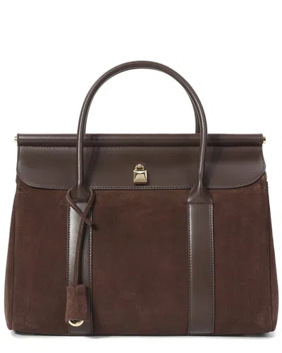 Tiffany & Fred Paris Suede & Leather Top Handle Satchel In Brown