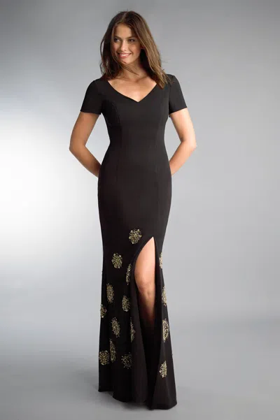 Basix Black Label Short Sleeve Evening Dress In Black