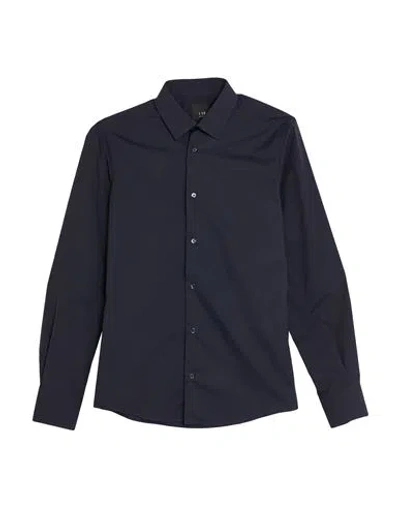 Lab. Pal Zileri Man Shirt Navy Size 14 ½ Cotton, Polyamide, Elastane In Black