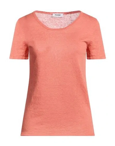 Base Milano Woman T-shirt Rust Size 8 Linen, Cotton In Red