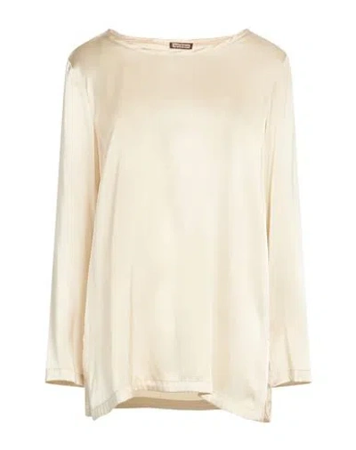 Maliparmi Malìparmi Woman Top Cream Size 10 Silk, Elastane In Metallic