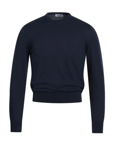 Vengera Man Sweater Midnight Blue Size 40 Cotton In Blue