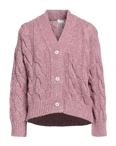 Eleventy Woman Cardigan Magenta Size Xl Cotton, Linen, Polyester In Purple