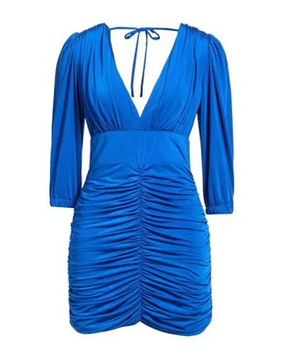 Silence Limited Woman Mini Dress Bright Blue Size Xl Polyester, Elastane In Blue