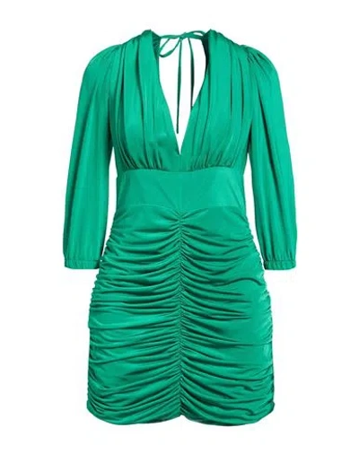 Silence Limited Woman Mini Dress Green Size L Polyester, Elastane In Green