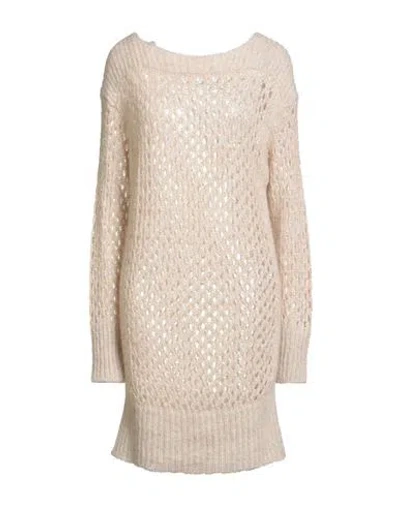 Blugirl Woman Mini Dress Beige Size S Polyamide, Acrylic, Mohair Wool, Polyester In Neutral