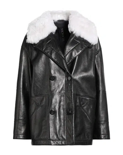 Blancha Woman Coat Black Size 8 Sheepskin In Black