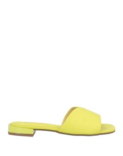 Miss Unique Woman Sandals Lime Green Size 6 Leather In Yellow