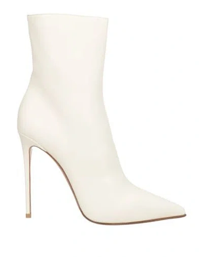 Le Silla Woman Ankle Boots Ivory Size 12 Calfskin In White