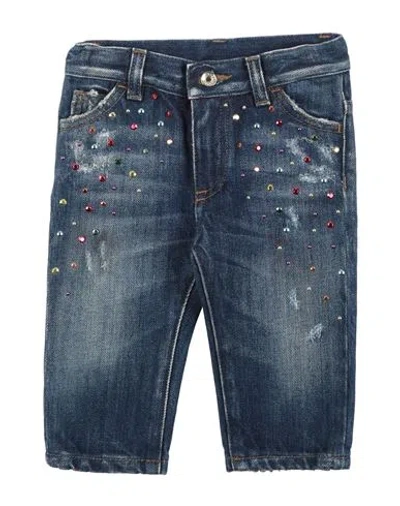 Dolce & Gabbana Newborn Girl Jeans Blue Size 3 Cotton, Elastane, Aluminum, Polyester, Brass In Blue