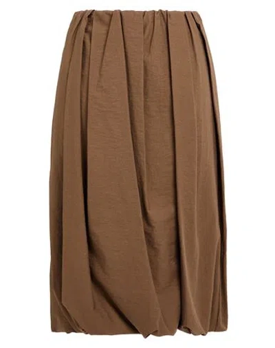 Brunello Cucinelli Woman Midi Skirt Brown Size 4 Cotton, Polyamide In Brown