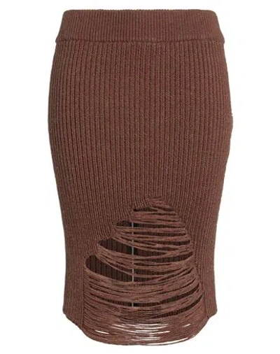 Kimhēkim Kimhekim Woman Midi Skirt Brown Size L Acrylic, Alpaca Wool, Wool In Brown