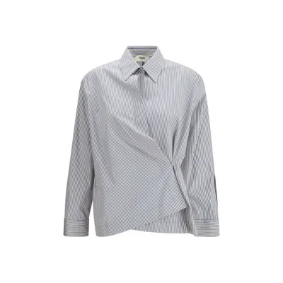 Fendi Multicolor Cotton Pattern Shirt In Gray
