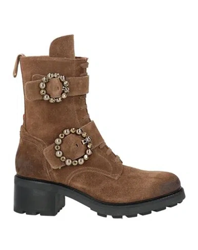 Gio+ Woman Ankle Boots Khaki Size 6 Leather In Nude