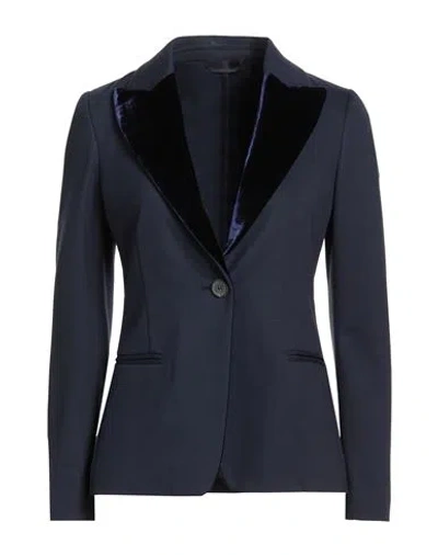 Kiltie Woman Blazer Midnight Blue Size 2 Viscose, Polyamide, Elastane In Blue