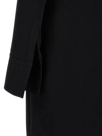 Dries Van Noten Delsey Dress Draped Neckline Long Sleeves In Black