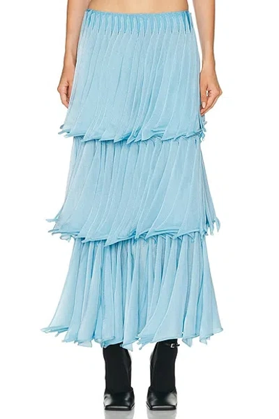 Alaïa Multi-layered Pleated Knit Midi Skirt In Blue
