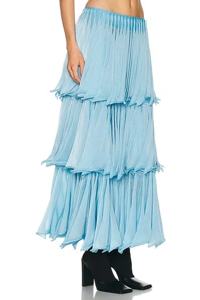 Alaïa Multi-layered Pleated Knit Midi Skirt In Blue