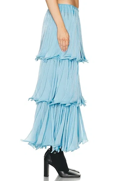 Alaïa Multi-layered Pleated Knit Midi Skirt In Blue