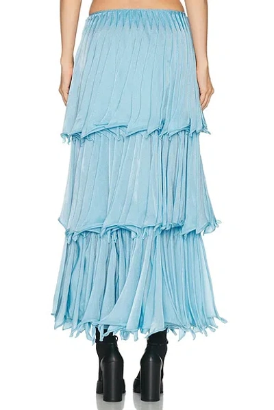 Alaïa Multi-layered Pleated Knit Midi Skirt In Blue