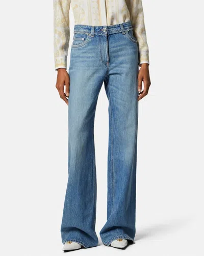 Versace Medium Blue Boyfriend Jeans In Blue