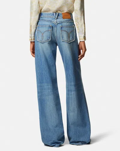 Versace Medium Blue Boyfriend Jeans In Blue