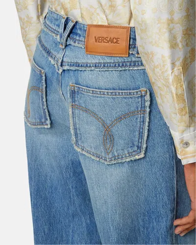 Versace Medium Blue Boyfriend Jeans In Blue