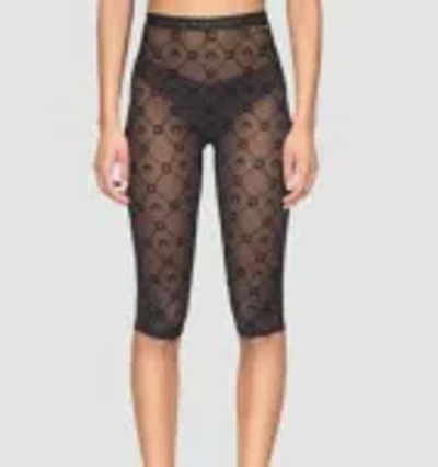 Marine Serre Moonogram Mesh Flock Capri Pants In Black
