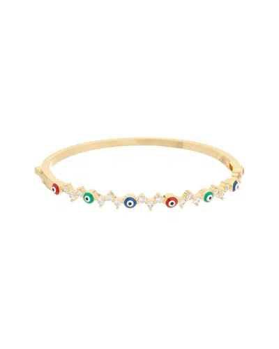 Juvell Plated Cz Evil Eye Bangle Bracelet In Gold