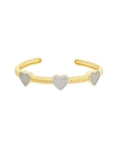 Juvell Plated Cz Cuff Bangle Bracelet In Gold