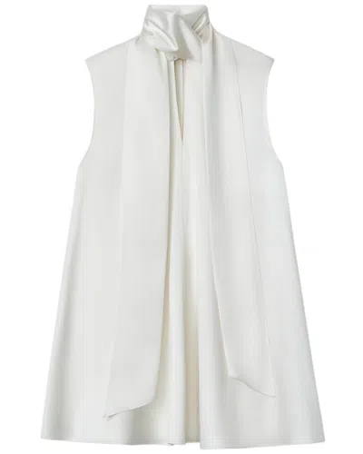 Lafayette 148 New York Scarf Collar Sleeveless Silk Blouse In White