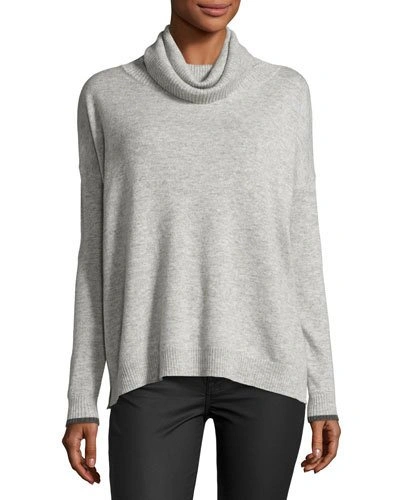 Three Dots Raleigh Cashmere Cowl-neck Sweater, Charcoal In Granite