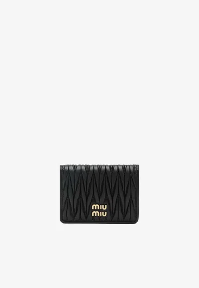 Miu Miu Bi-fold Leather Wallet In Black