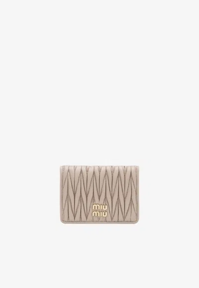 Miu Miu Bi-fold Leather Wallet In Pink