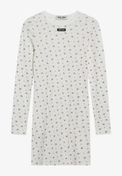 Miu Miu Printed Mini Dress In Multi
