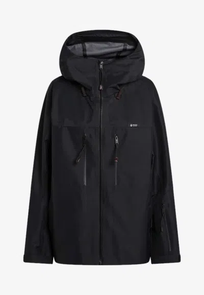 Prada Logo-embroidered Zip-up Jacket In Black