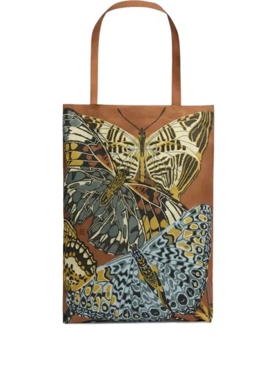 Inoui Editions Butterfly-print Shoulder Bag In Brown