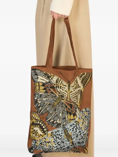 Inoui Editions Butterfly-print Shoulder Bag In Brown