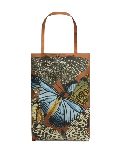 Inoui Editions Butterfly-print Shoulder Bag In Brown