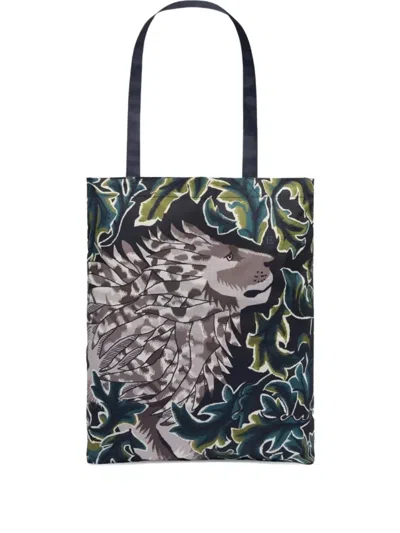 Inoui Editions Floral Animal-print Shoulder Bag In Blue