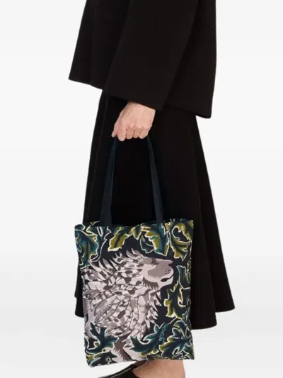 Inoui Editions Floral Animal-print Shoulder Bag In Blue