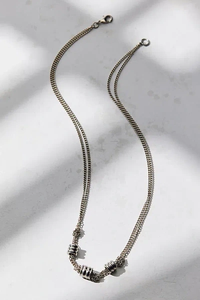 Urban Outfitters Nash Double-chain Necklace In Silver, Men's At  In Metallic