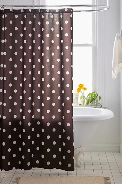 Urban Outfitters Classic Polka Dot Patterned Shower Curtain In Light Brown At  In Multi