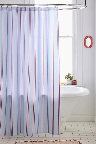 Urban Outfitters Cherry Sky Striped Patterned Shower Curtain In Blue At  In Blue