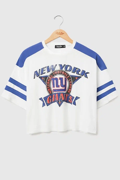 Junk Food Nfl Striped Crop Tee In New York Giants, Women's At Urban Outfitters In Blue